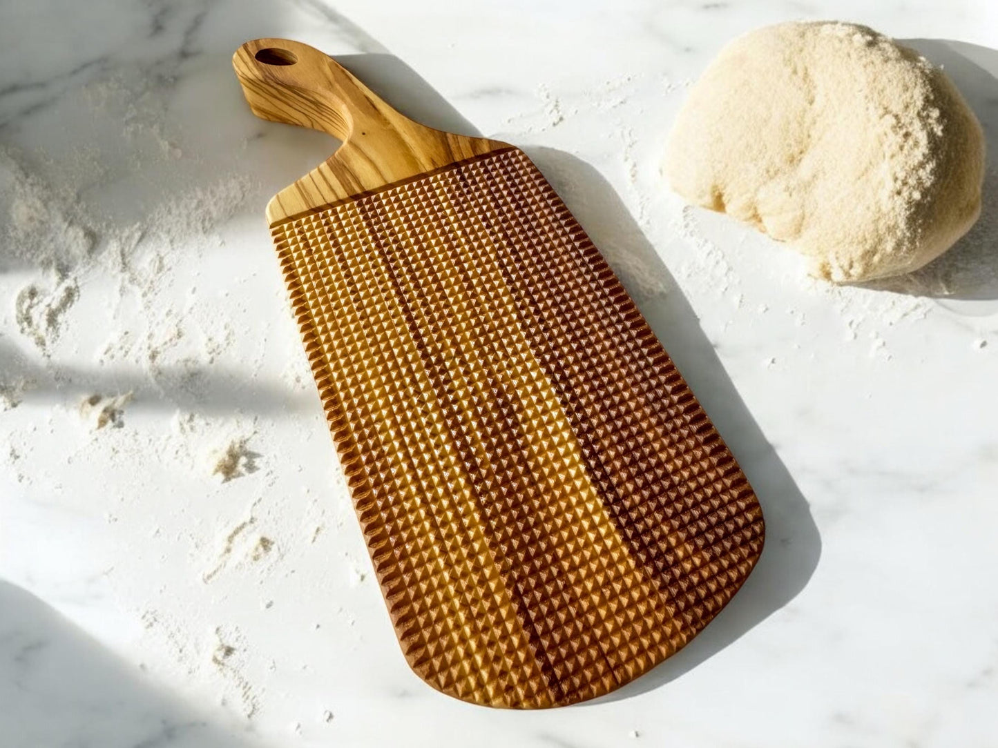 Olive Wood Chevron Gnocchi Board
