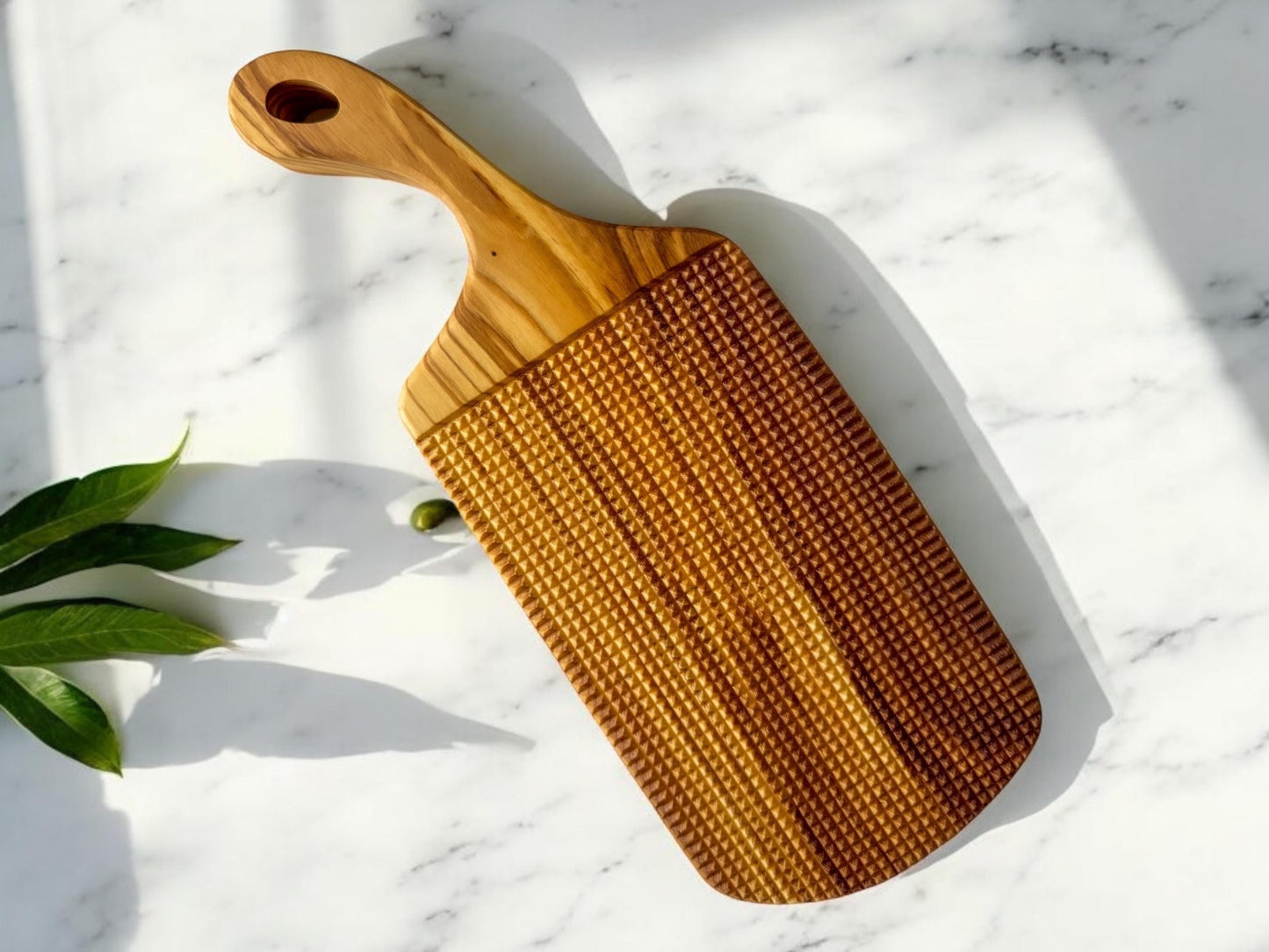 Olive Wood Chevron Gnocchi Board