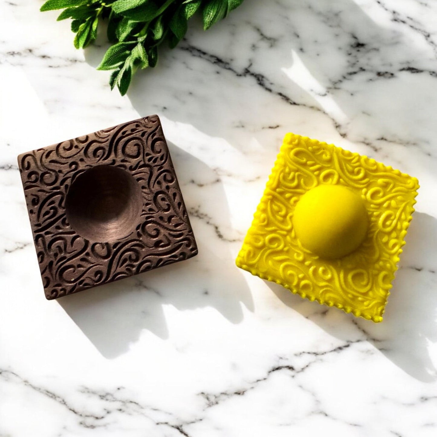 Square Floral Artisan Ravioli Mold