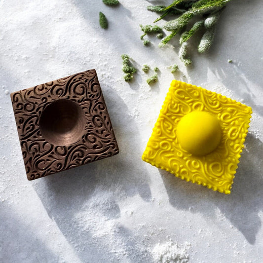 Square Floral Artisan Ravioli Mold