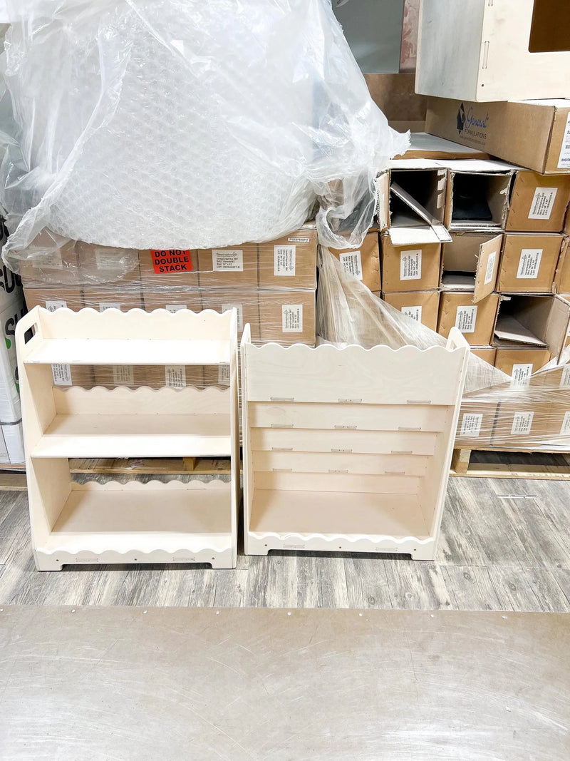 Lori | Scalloped Bookshelf + Toy Shelf Set-zoom-