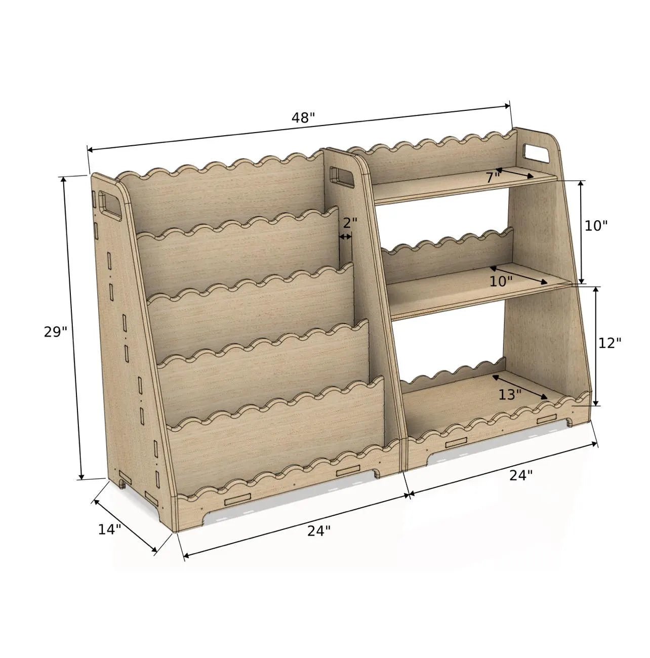 Lori | Scalloped Bookshelf + Toy Shelf Set - Aware House