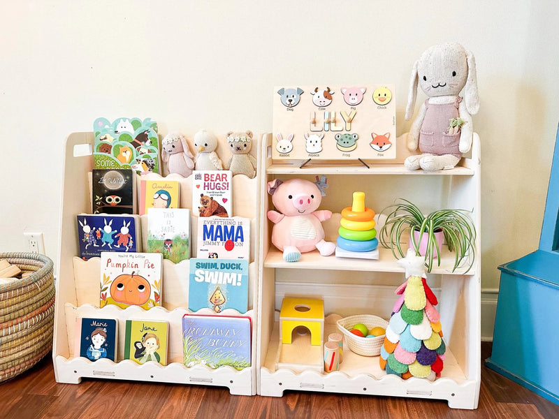 Lori | Scalloped Bookshelf + Toy Shelf Set-zoom-