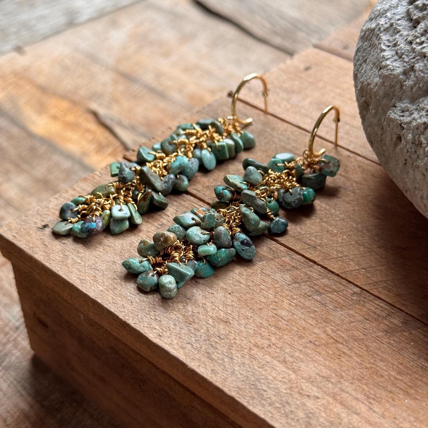 Turquoise Cluster Hoop Earrings