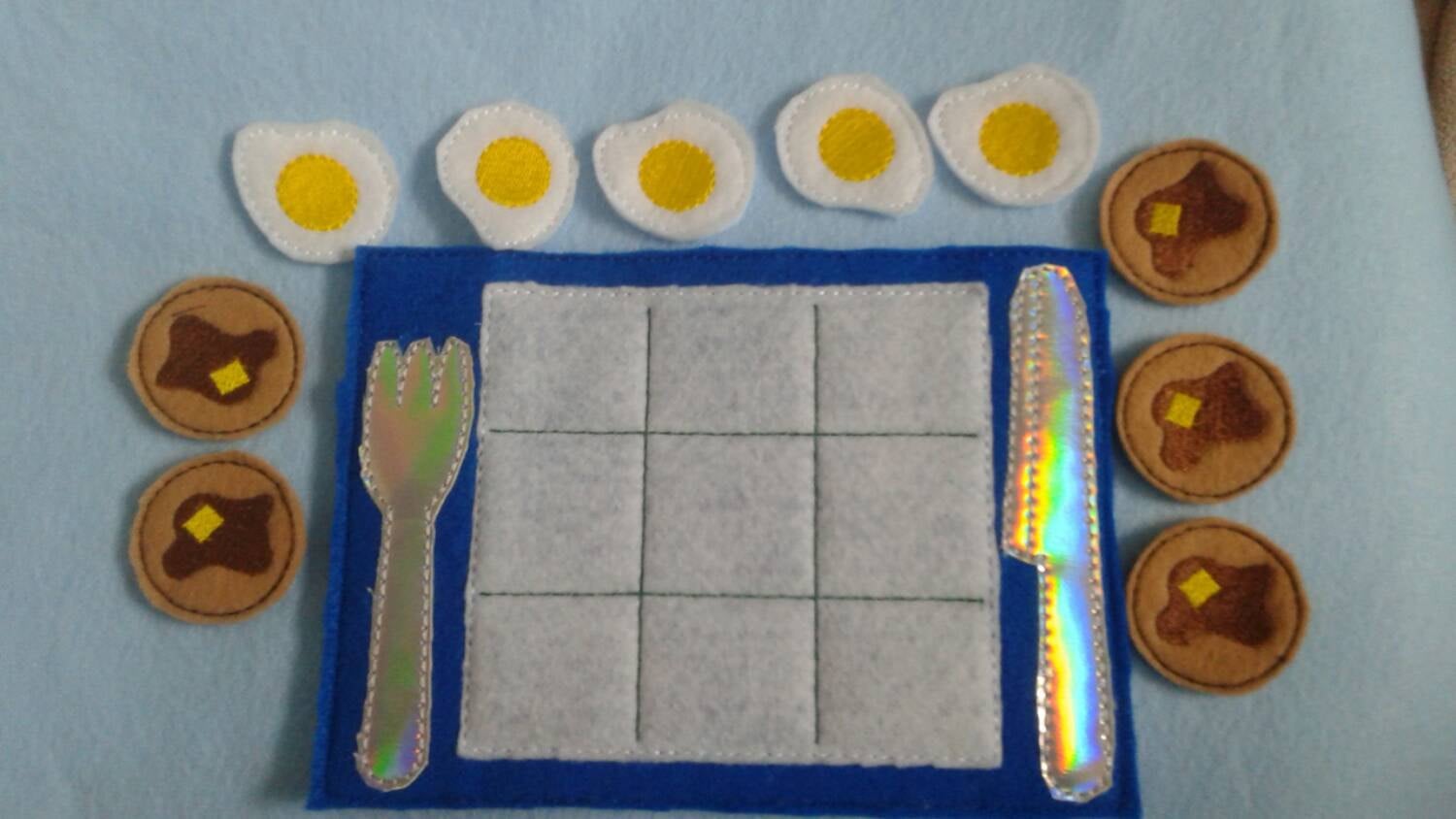 Pancake Tic Tac Toe Game | Felt Breakfast Play Set - Aware House - Linda's Krafty Kreations - 