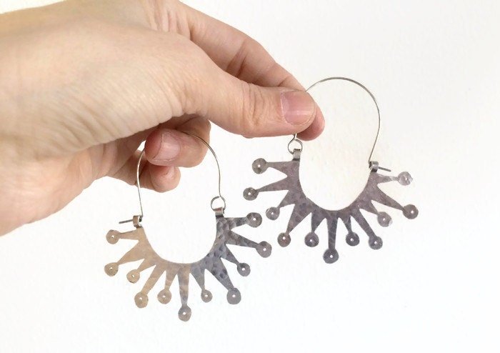 Atomic Sunburst Hoop Earrings | Mid Century Modern Inspired - Aware House