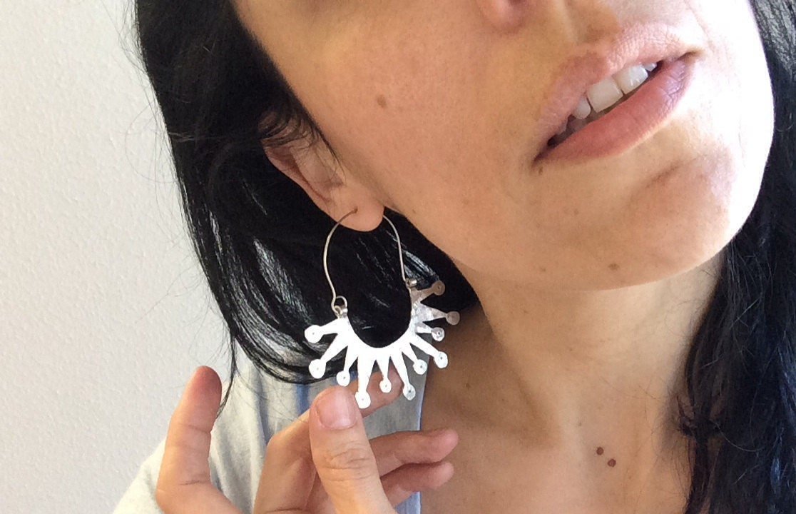 Atomic Sunburst Hoop Earrings | Mid Century Modern Inspired - Aware House