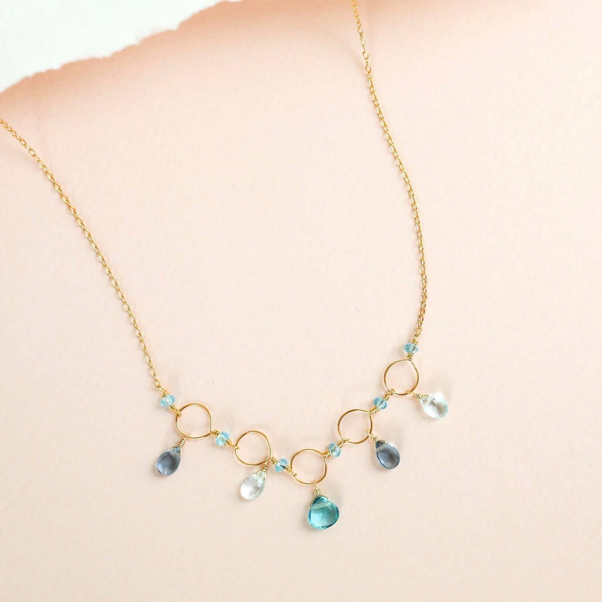 Rainbow Gemstone Mini Sparkler Necklace - Gold-3