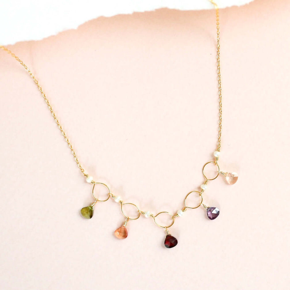 Rainbow Gemstone Mini Sparkler Necklace - Gold - Aware House - PARKEN JEWELRY -