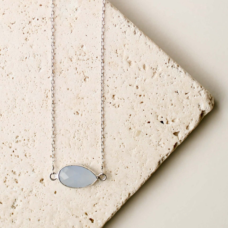 Blue Chalcedony Silver Minimalist Necklace - Aware House - PARKEN JEWELRY -