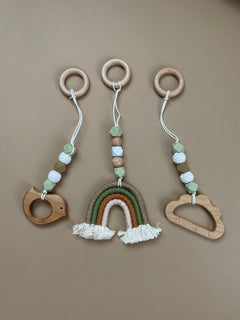 Rainbow Hanging Baby Gym Toys | Cotton & Wooden Activity Toy Set - Aware House