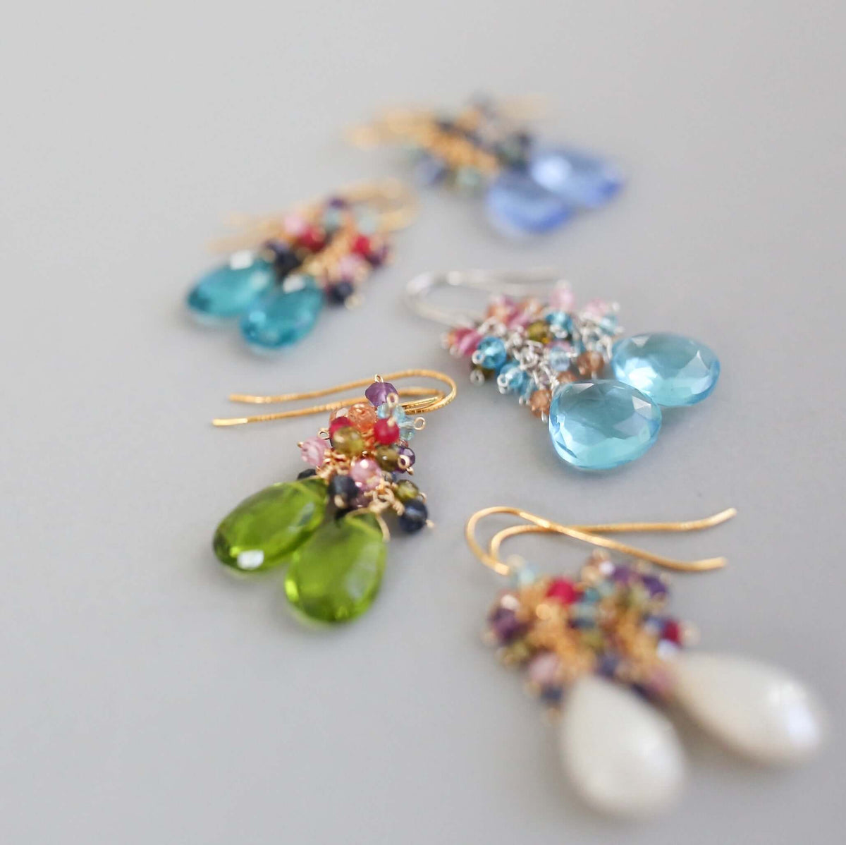 White Chalcedony Bala Earrings-zoom-4