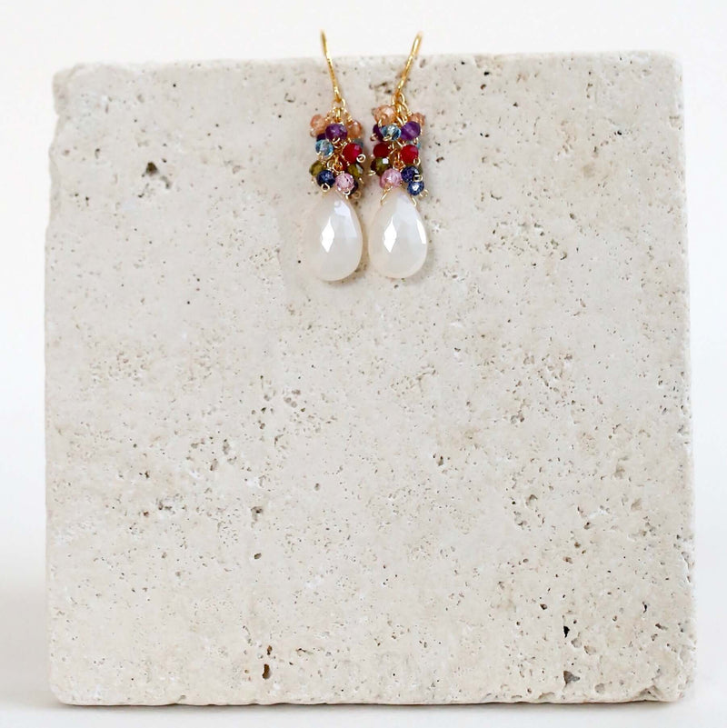 White Chalcedony Bala Earrings-zoom-
