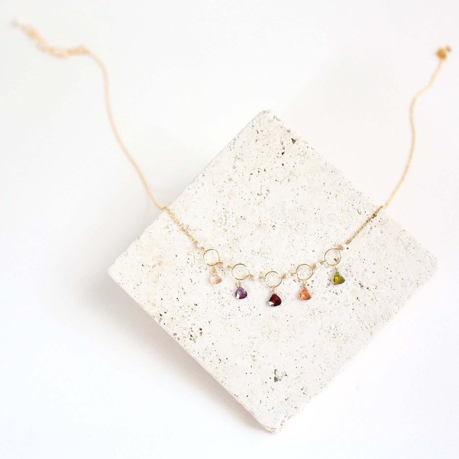 Rainbow Gemstone Mini Sparkler Necklace - Gold - Aware House - PARKEN JEWELRY -
