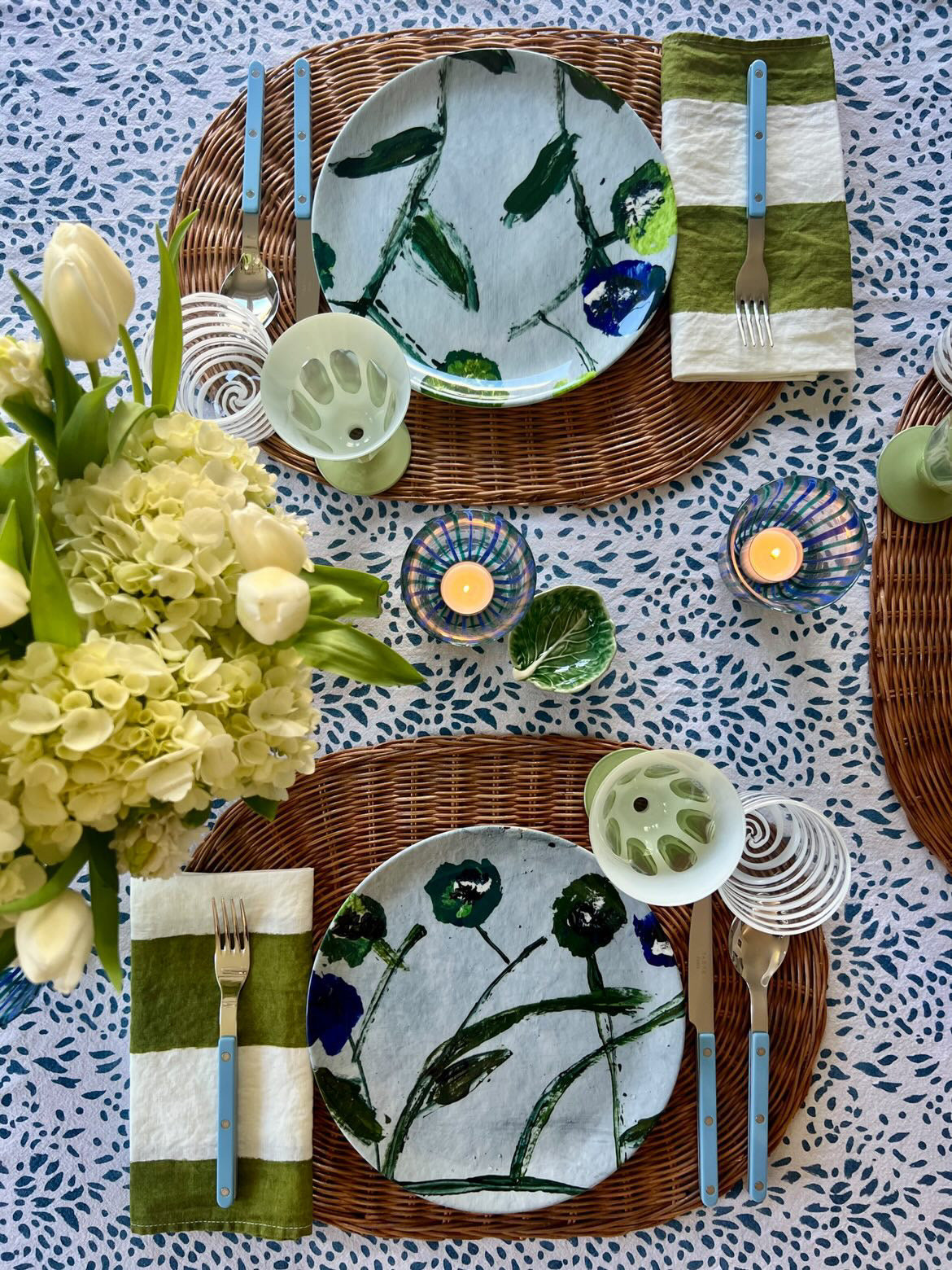 Blue and Teal Posey China Plate Set-zoom-9