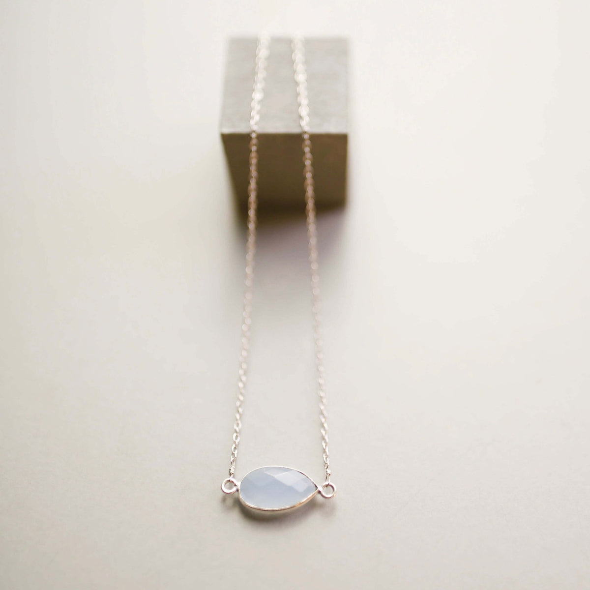 Blue Chalcedony Silver Minimalist Necklace - Aware House - PARKEN JEWELRY -