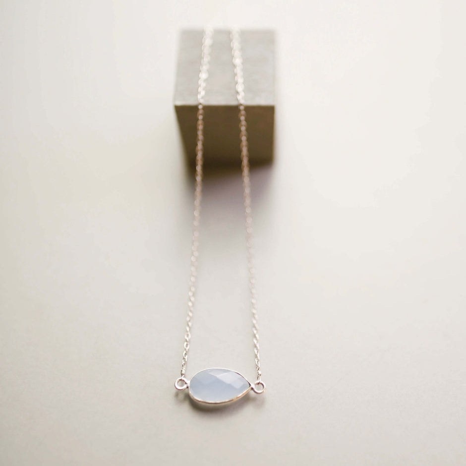 Blue Chalcedony Silver Minimalist Necklace - Aware House - PARKEN JEWELRY -
