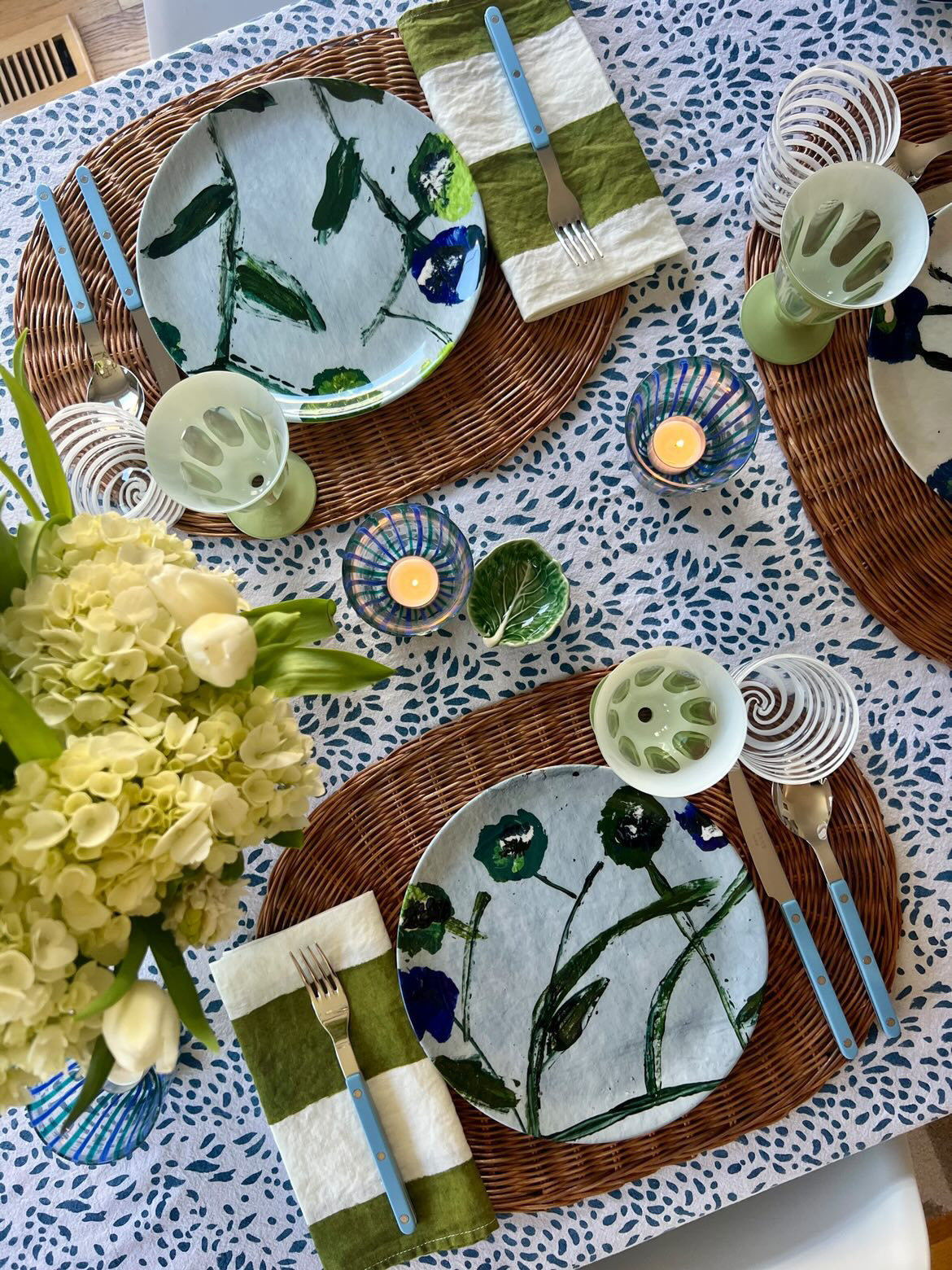 Blue and Teal Posey China Plate Set-zoom-10