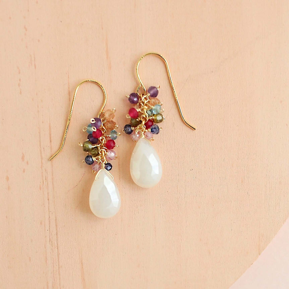 White Chalcedony Bala Earrings - Aware House - PARKEN JEWELRY -