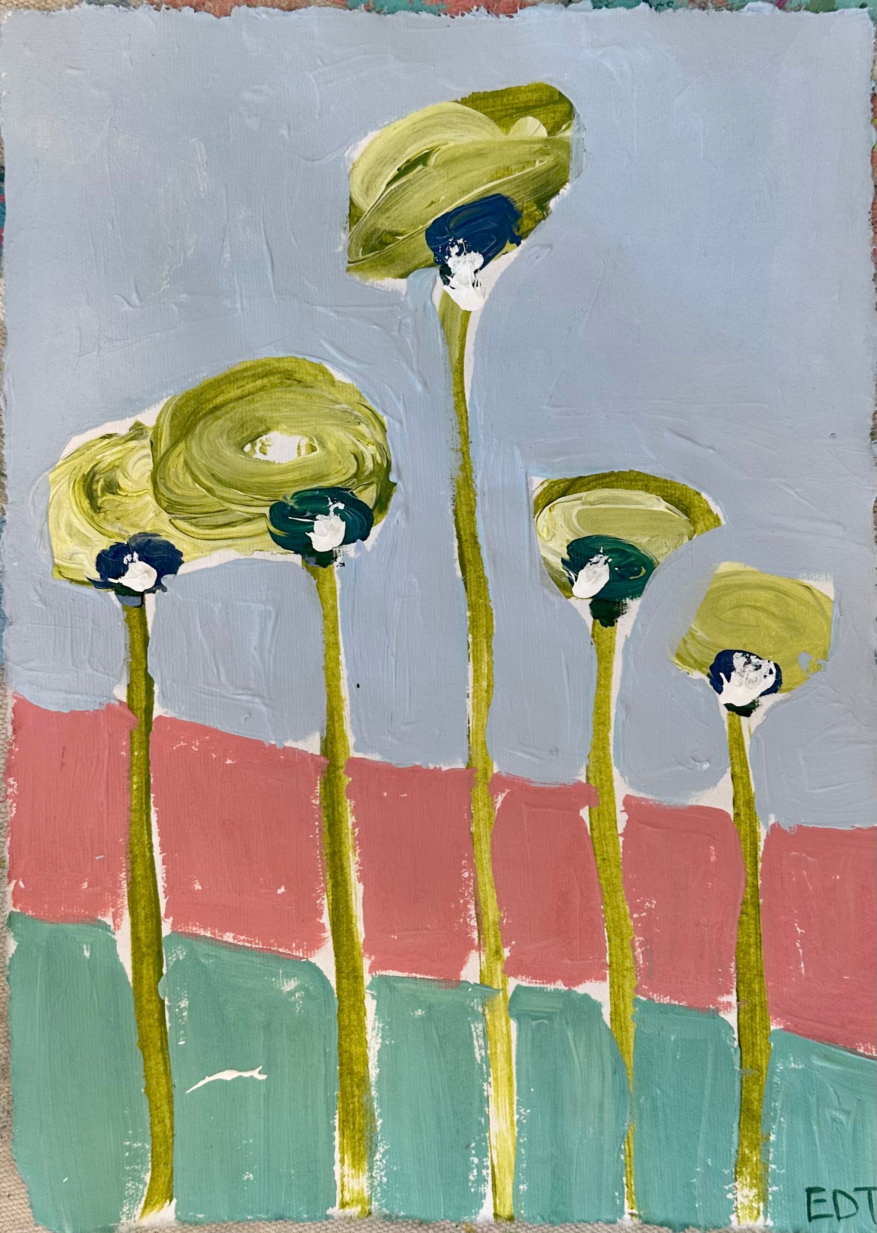 Emerald City Poppies Acrylic Painting