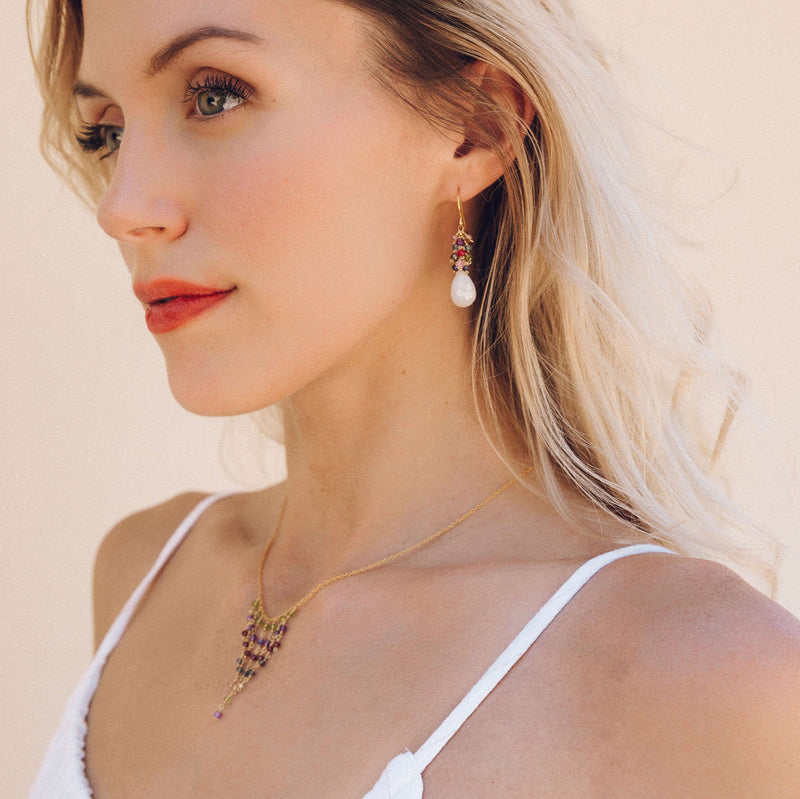 White Chalcedony Bala Earrings-zoom-