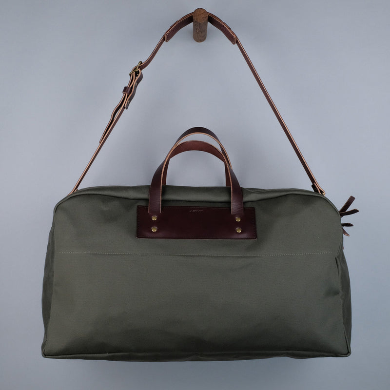 Bryant Large Duffle Bag in Olive + Dark Brown-zoom-