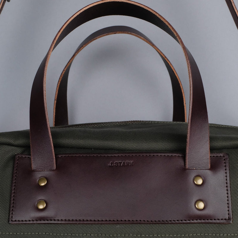 Bryant Medium Duffle Bag in Olive + Dark Brown-zoom-