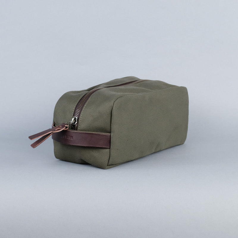 Clark Large Dopp Kit in Olive + Dark Brown-zoom-