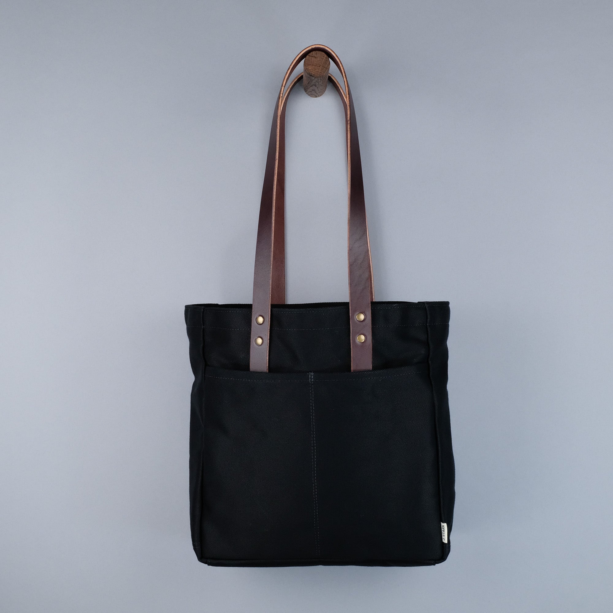 Franklin Tote Bag in Black + Dark Brown-zoom-1