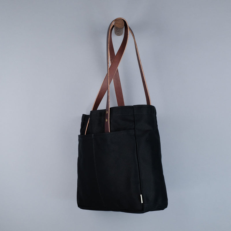 Franklin Tote Bag in Black + Dark Brown-zoom-