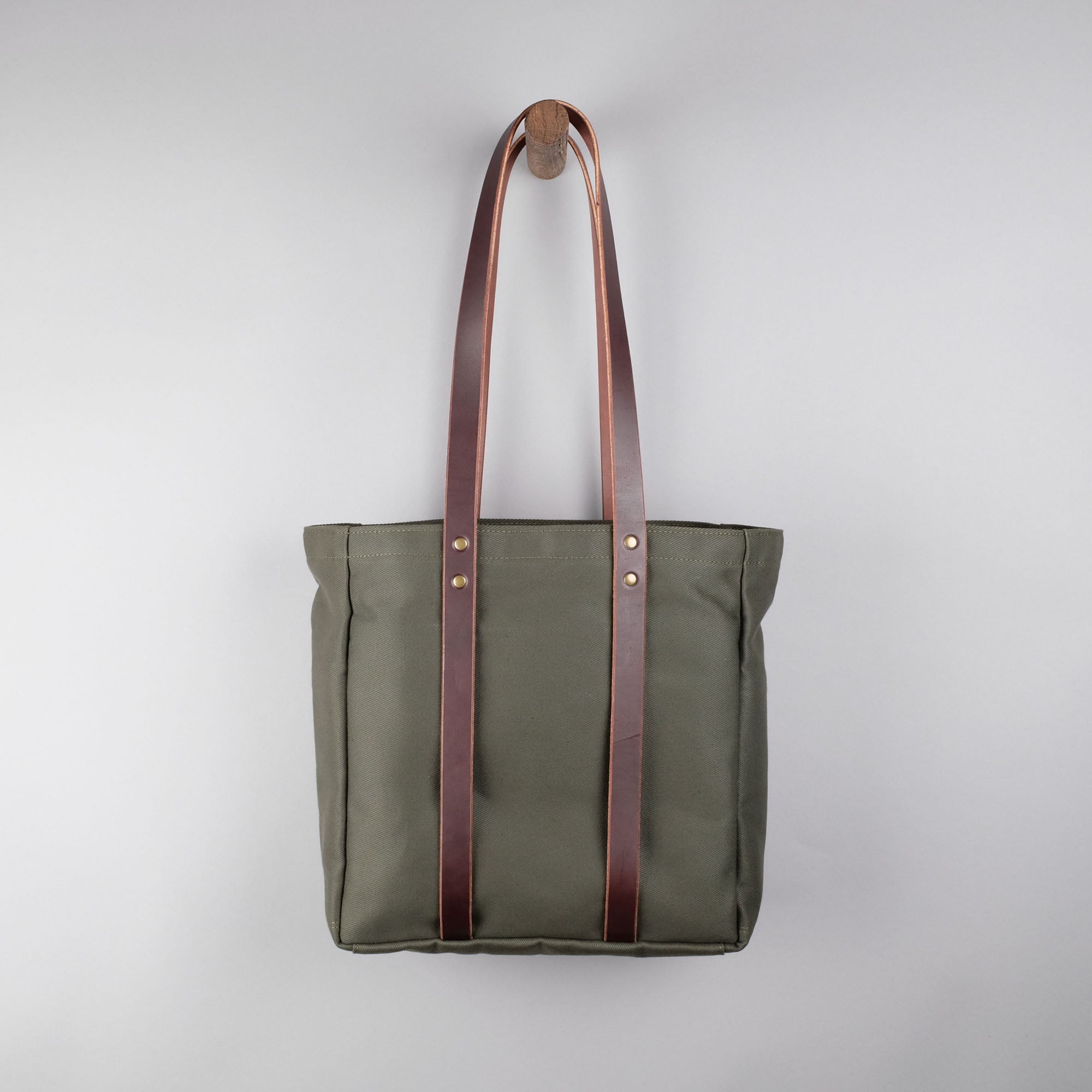 Franklin Tote Bag in Olive + Dark Brown-zoom-3