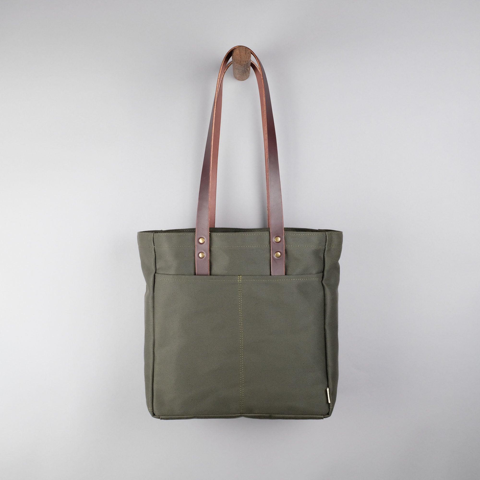 Franklin Tote Bag in Olive + Dark Brown-zoom-1