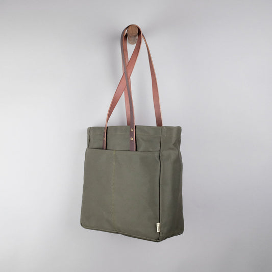 Franklin Tote Bag in Olive + Dark Brown