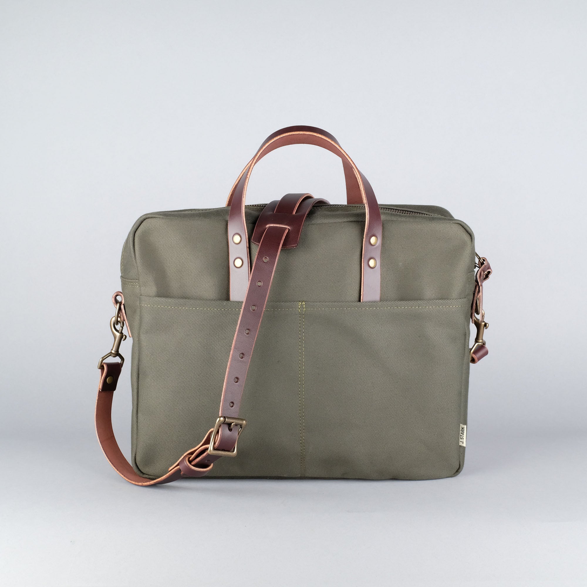 Prospect Briefcase in Olive + Dark Brown