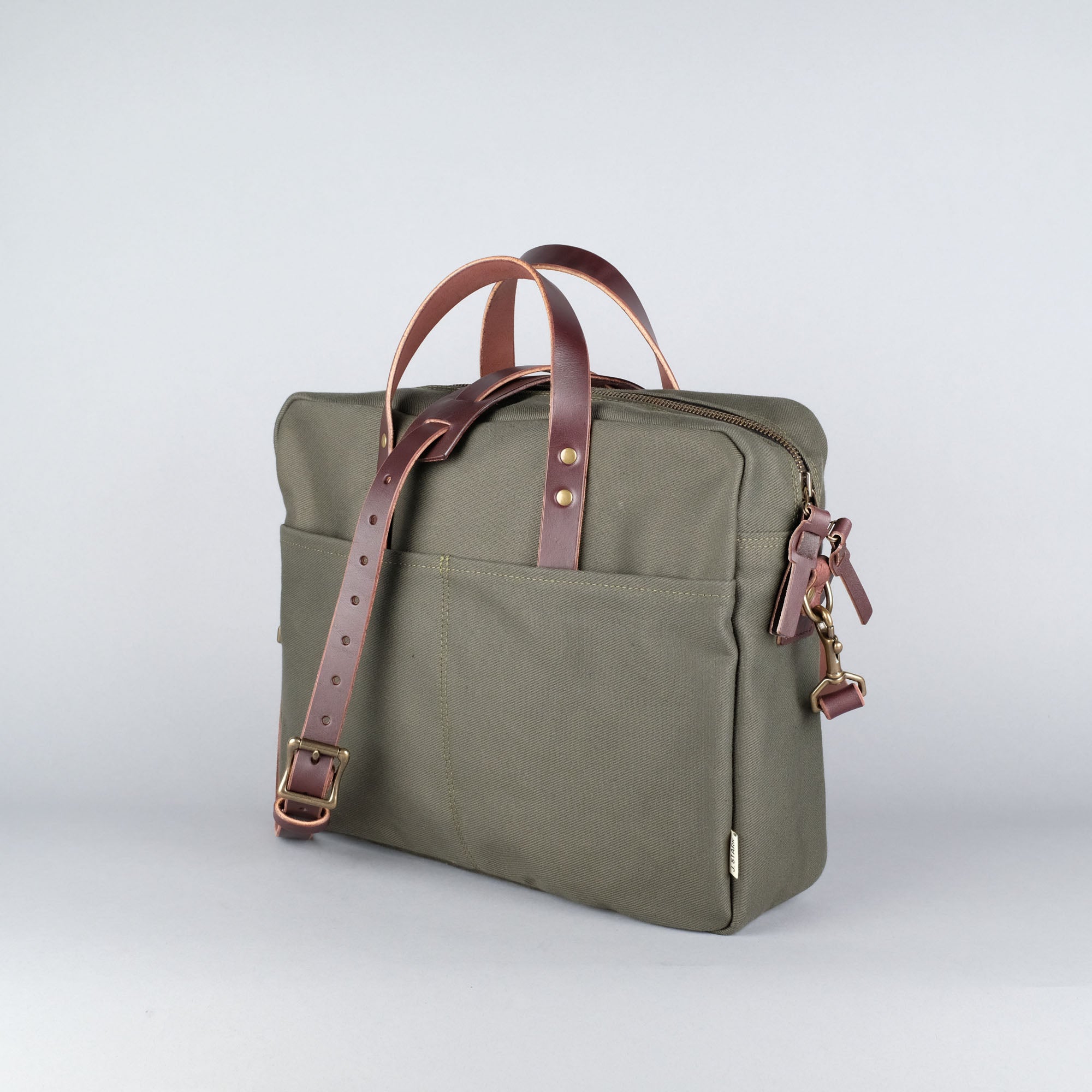 Prospect Briefcase in Olive + Dark Brown