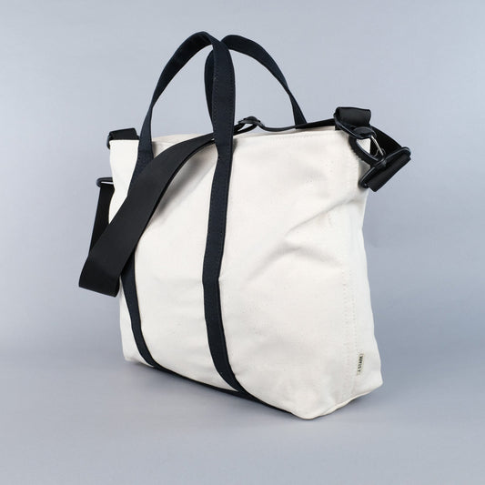 Woodbine Zip Tote Bag in Natural & Black