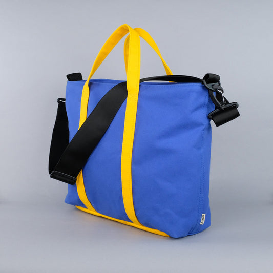 Woodbine Zip Tote Bag in Regatta Blue & Canary Yellow