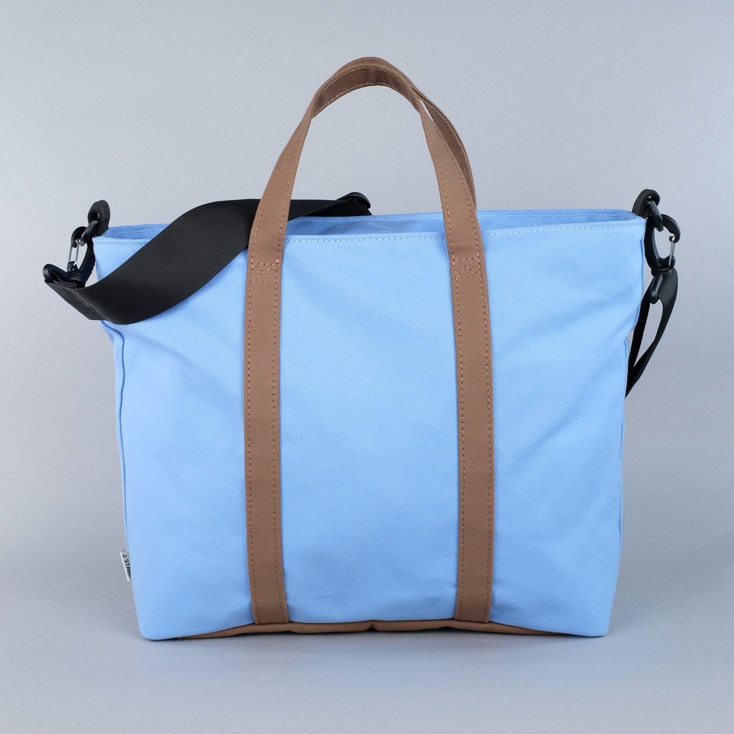 Woodbine Zip Tote Bag in Sky Blue & Tobacco Brown