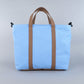 Woodbine Zip Tote Bag in Sky Blue & Tobacco Brown