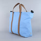 Woodbine Zip Tote Bag in Sky Blue & Tobacco Brown