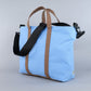 Woodbine Zip Tote Bag in Sky Blue & Tobacco Brown