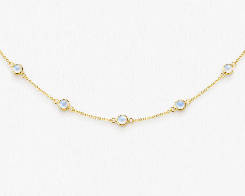 June Birthstone Moonstone Bracelet | Sterling Silver & Gold Gemstone Jewelry-zoom-