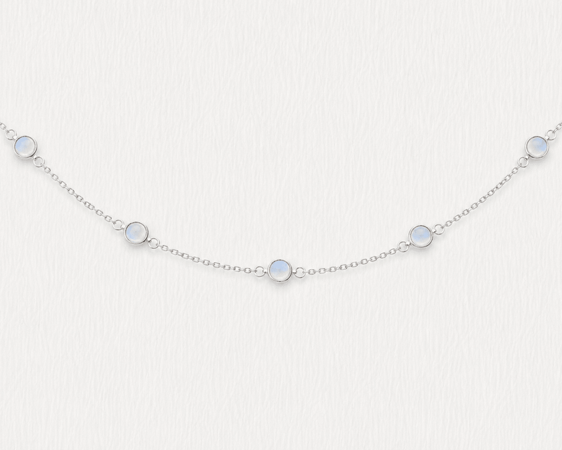 June Birthstone Moonstone Bracelet | Sterling Silver & Gold Gemstone Jewelry-zoom-