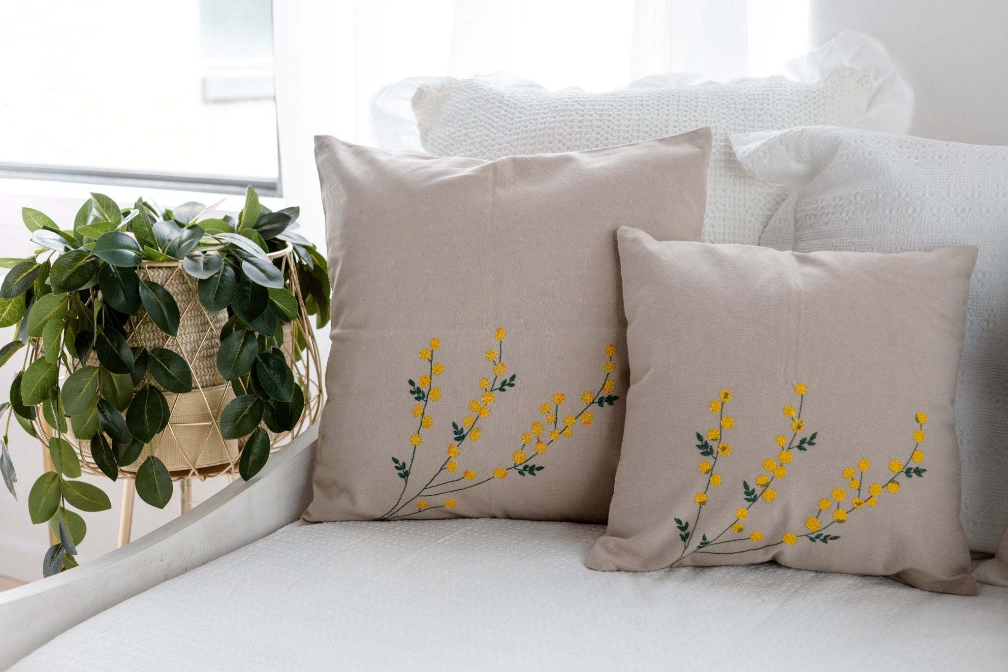 Golden Mimosa Cushion Covers