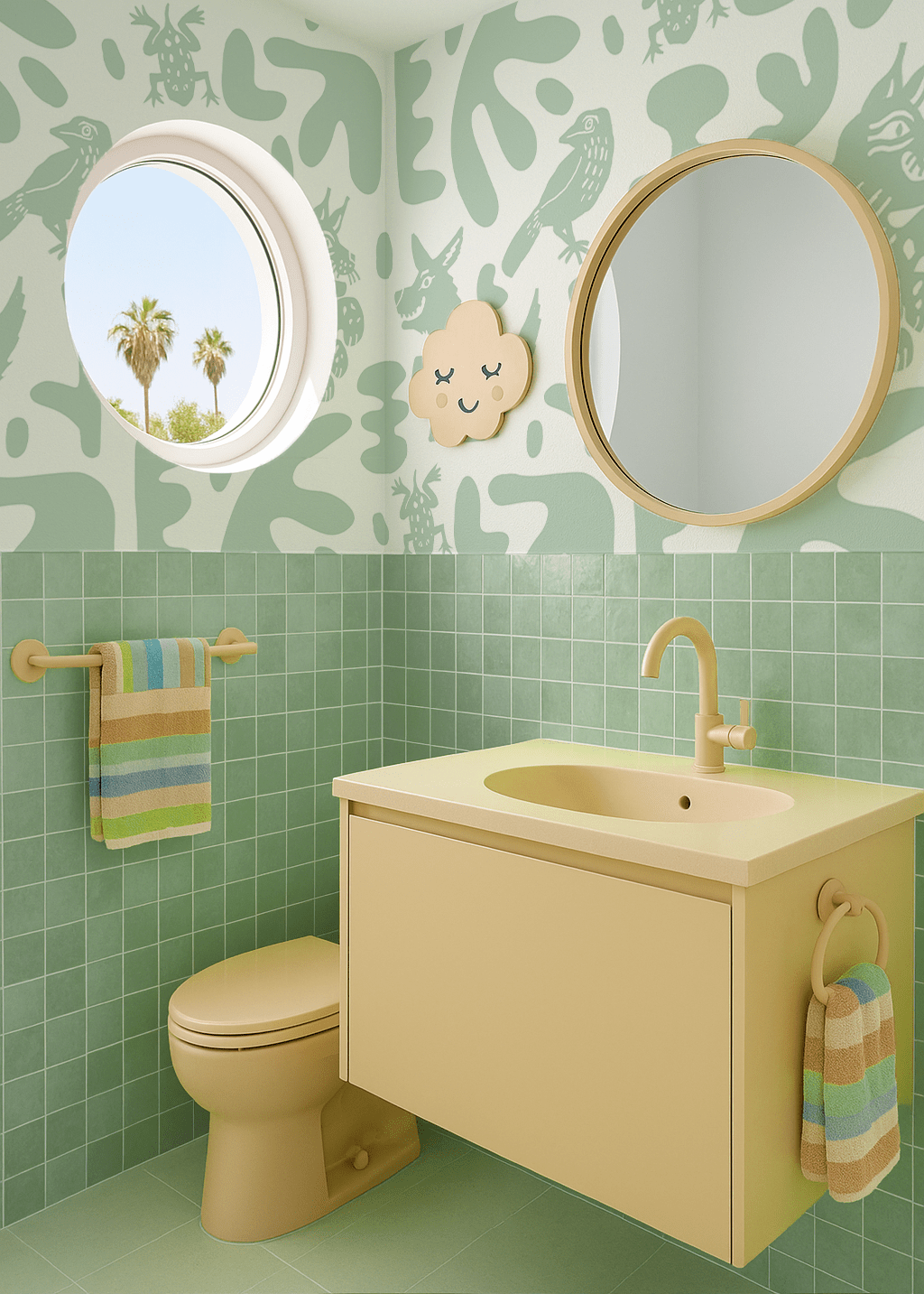 Abstract Animales Wallpaper, mint - Aware House - Samantha Santana Creative - 