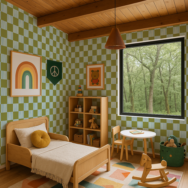 Checkers Wallpaper, blue and green-zoom-