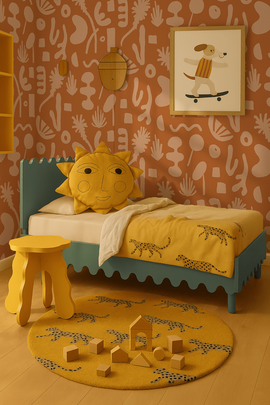 Pool Side Wallpaper, orange - Aware House - Samantha Santana Creative -
