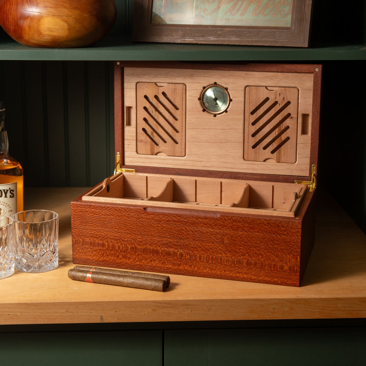 Cigar Humidor | Lacewood with Spanish Cedar Lining | 80 Capacity-16