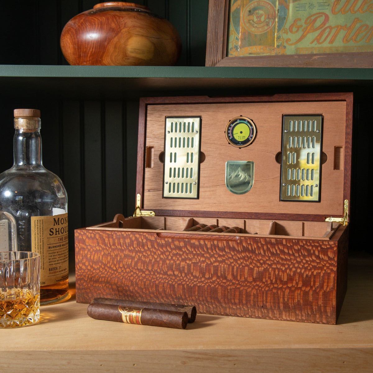 Cigar Humidor | Lacewood with Spanish Cedar Lining | 80 Capacity-zoom-18