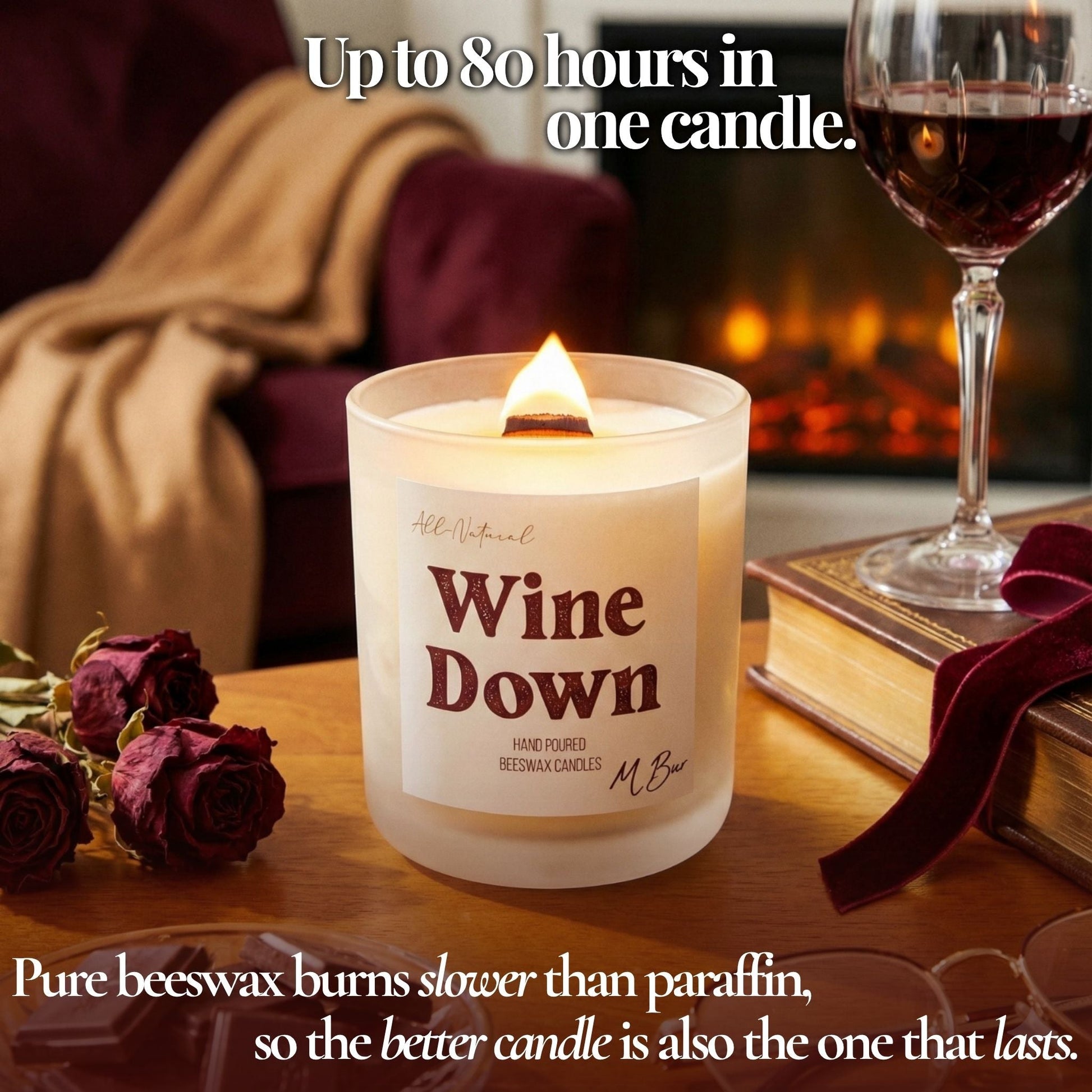 Wine Down Beeswax Candle - Aware House - MBur Candle Co. -